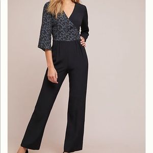 Anthropologie Leopard Contrast Jumpsuit